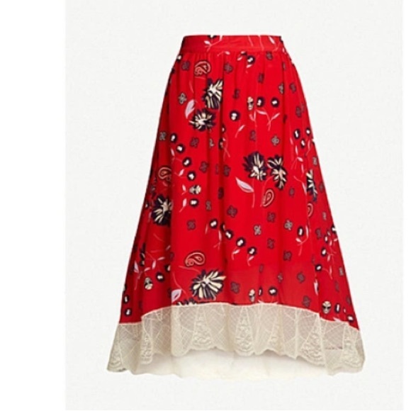 Zadig & Voltaire Joslin Daisy Silk Red Skirt - Picture 1 of 11